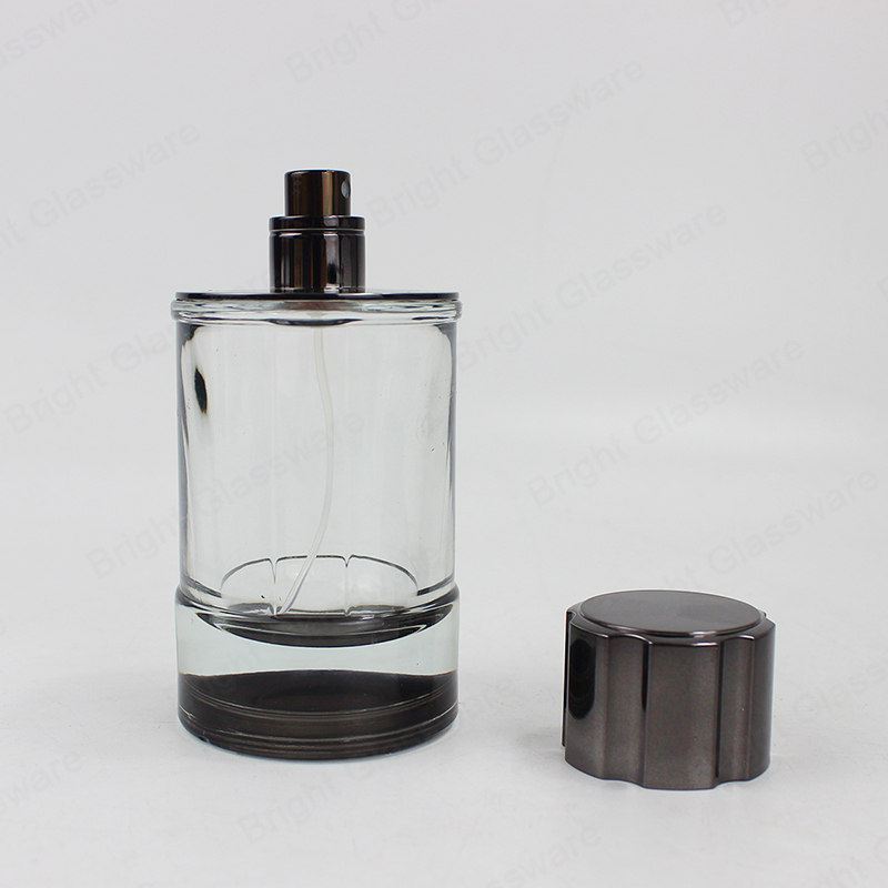 Luxury Round Black Glass Perfume Bottle For Skincare